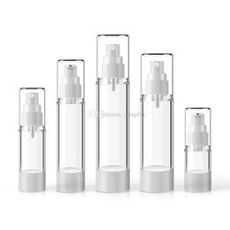 Empty Pump Bottles, 15 30 50 80 100 120ML Airless Fine Mist Spray Bottle Dispenser, Vacuum Travel Bottles Clear Refillable Container for Lotion, Shampoo, Liquid Soap