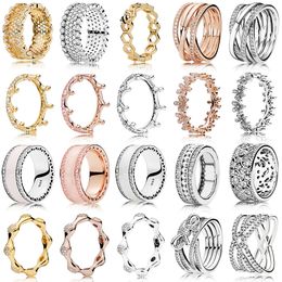 2019 NEW 100% 925 Sterling Silver pandora Rings Rose Gold For Women European Original Wedding Fashion Brand Ring Jewellery Gift