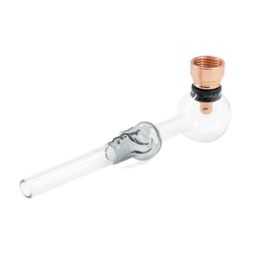 Colourful Pyrex Skull Shape Glass Bong Smoking Tube Portable Handpipe Handmade Herb Tobacco Metal Silver Screen Philtre Bowl