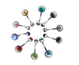 New Stainless Steel belly button rings Navel Rings Crystal Rhinestone Body Piercing bars Jewlery for women's bikini fashion Jewellery GD332