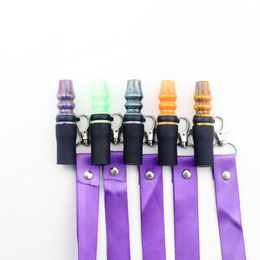 Newest Luxury Resin Silicone Hose Filter Lanyard Pendant Hang Rope Lock Hookah Shisha Smoking Tips Mouthpiece Mouth Handle Holder DHL Free