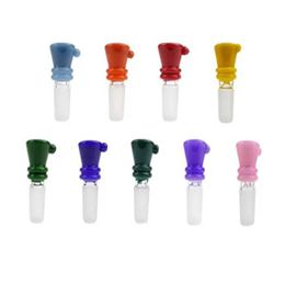 Nice Colorful Handmade Glass Handle Bowl 14MM 18MM Male Interface Joint Bong Hookah Waterpipe Dry Herb Tobacco Oil Rigs Container Holder DHL