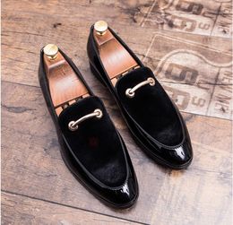 Wedding Men Formal Shoes Fashion Loafers Pointed Toe Dress Patent Leather Oxford Big Size A dc