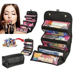 ROLL-N-GO Cosmetics Organizer Makeup Bag Hanging Toiletries Pockets Compartment Travel Kit Roll-N-Go Jewelry Bags Hot Popular