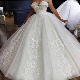 Abiti da ballo retrò in pizzo Abiti con applicazioni di perline con scollo a cuore Abiti da sposa Taglie forti Abito da sposa Vestido De Novia s