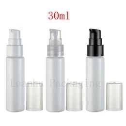 30ml X 50 empty white PET plastic bottle with lotion cream pump , small cosmetic cream pump container