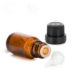2018 Amber Glass Dropper Bottle 10 ml used for Essential Oils Perfume Fragance , Wholesale 10ml Drop Bottles with BIg Black Tamper Cap
