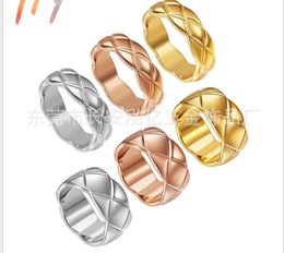 Rose Gold titanium steel wide and narrow diamond pattern ring fashionable and versatile for men and women