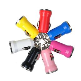 Mini Bullet Colourful USB Car Charger Adapter for Ipod Iphone 5 5g 4G 3GS 3G 2G Cell Phone Mp3 Mp4 Mp5 10Colors