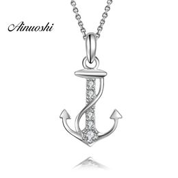 AINUOSHI 925 Sterling Silver Pendant for Women Delicate Bow Silver Long Chain Necklaces Wedding Party Jewelry collar de plata Y200106