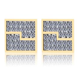 Mens Hip Hop Stud Earrings Jewellery New Fashion Gold Silver Zircon Diamond Square Earrings For Men