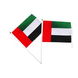 14x21cm UAE Hand Flag with Plastic Pole Polyester Fabric , All Countries, Outdoor Indoor Usage, Drop shipping