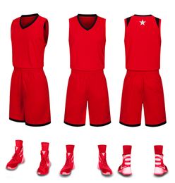 2019 New Blank Basketball jerseys printed logo Mens size S-XXL cheap price fast shipping good quality Red Black RB001
