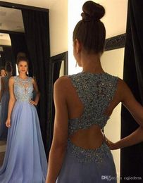 Lavender 2020 New Prom evening Dresses Lace Applique Beads 2020 Formal Long Bridesmaid Dresses A Line Crew Neck Zip Back Chiffon Party Gowns