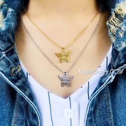 Hip Hop Rapper Butterfly Pendant Necklace Chokers Chain Jewellery Top Quality for Stylish Men and Women