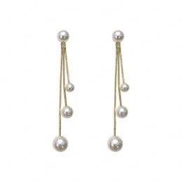 Hot Fashion Jewellery Women's S925 Silver Pin Faux Pearls Earrings Lady Tassels Stud Dangle Earrings