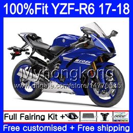 Injection Kit For YAMAHA YZF600 YZF R6 YZF 600 YZF-R6 17 18 248HM.24 YZF R 6 YZF-600 YZFR6 2017 2018 Fairing Body Factory blue frame+ 7Gifts