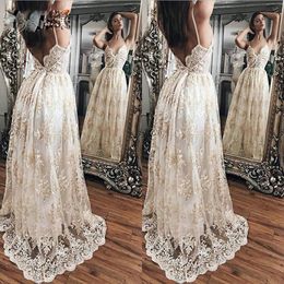 Seksowne koronki długie sukienki bohemian Prom Suknie Casual Bez Rękawów Backless V Neck Kobiety Bankiet Maxi Dress