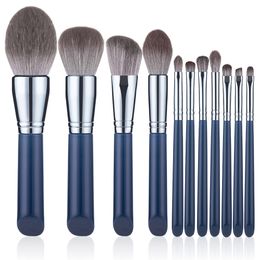 Professional 11pcs blue makeup brushes set Powder Foundation Blush Eyeshadow brush make-up brush Kit tools