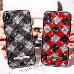 Case for Iphone 11 Chequered Full Diamond Rhinestone TPU Soft Cell Phone Cases for iPhone 11 Pro Max XS Max XR 6S 7/8 Plus