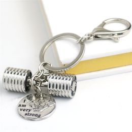 2019 Fashion men's key chain fitness dumbbell key chain Stainless steel sports fitness series Jewellery