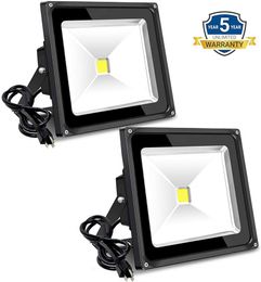 50W Outdoor Flood Light 6000lm Super Bright Security Lamps with Plug 5000K Daylight White IP65 LED Floodlight for Yard Garden Playground