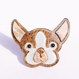 Wholesale- Bulldog Brooch Dog Head Brooches Baby Children Environmental Acetate Fiber Brooch Pins DCNovember