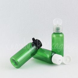 50ML Green Plastic Bottle Flip Top Cap , 50CC Empty Cosmetic Container , Protable Travel Packaging Bottle