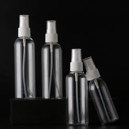 Empty Transparent 100ml/120ml Spray Bottle white top Watering Can PET Plastic Vials Cosmetic Packing Bottles LX1957