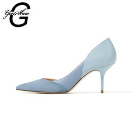 GENSHUO Mixed Colour Classic Women High Heels Shoes 7cm Female Simple Women Pumps Heels Dress Shoes Small Size 34-40