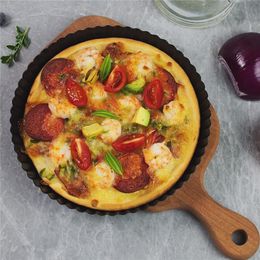 Non-Stick Tart Quiche Flan Pan Molds Pie Pizza Cake Round Mould Removable Loose Bottom Fluted Pizza Pan Bakeware 8.8 In XBJK1911