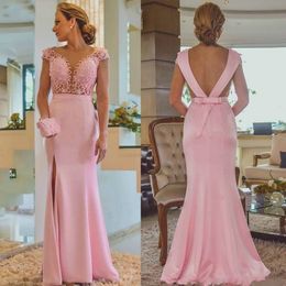 Elegant Mother of the Bride Dresses 2021 V Neck Capped Sleeves Lace Appliques Evening Gowns Custom Made Floor Length Wedding Guest Dress