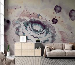 Custom Photo 3d Wallpaper Nordic Nostalgic Simple Abstract Embossed Floral Background Wall Paper Mural