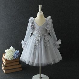 Girls Ball Gown Lace Dress Spring Elegant Princess Embroidery Designed Party Dress Kids Dress Children Wedding 3-10ys