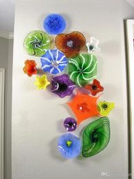 Flower Design Hand Blown Glass Wall Lamps blown glass plate Handmade Wedding Decorative Turkish LED Hotel Wall Sconce