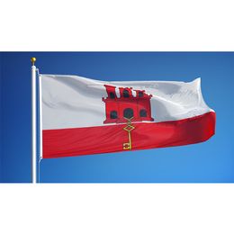 Flag of Gibraltar Cheap Price Digital Printed Polyester 80% Bleed Double Stitched Banners Advertising , Free Shipping