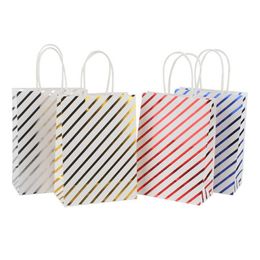 Striped Star Gift Bag Paper Handbags for Kids Birthday Party Decoration Dessert Candy Snack Cookie Bag ZC0553