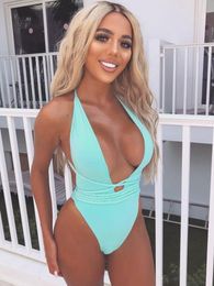 new womens split print sexy bikini one piece swimwear sexy woven bandage sports high waist one piece bikinis set beach yakuda wear