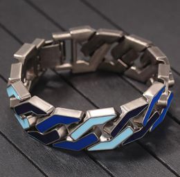 Silver Plated Zinc Alloy Bracelets Colourful Cuban Chain Mens Jewellery Fashion, 8.7" long,17mm wide,Wholesale Free Shipping,NB1600130S
