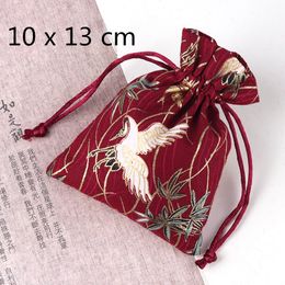 Latest Japanese style Small Linen Gift Bag Candy Drawstring printed Reusable Cloth Craft Bags Wedding Party Jewelry Storage Bag 4pcs/