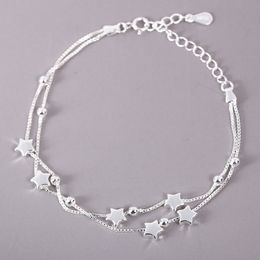 Five Star Women Bracelet 925 Sterling Silver Lucky Beads Chain Jewellery with Clasp Stamp Fine Fashion Elegant Charm Bracelets Gifts for Girl