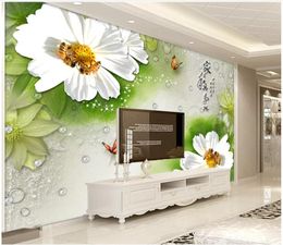 3d photo wallpaper High-end custom mural Silk wall sticker Home and everything jewels flowers fresh TV background wall papel de parede