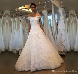 2019 Cheap Newest Full Lace A Line Wedding Dress Sexy Off the Shoulders Backless Bridal Gown Custom Made Plus Size