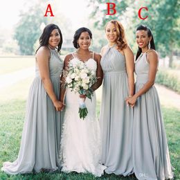 New Elegant Cheap Summer Beach Chiffon Bridesmaid Dresses Hot Long For Weddings Floor Length Maid Of Honour Gowns Plus Size Mixed Styles