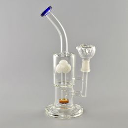 9-inch Recycler Glass Hookah Bong with Percolator, Bent Neck, and 14mm Male Joint