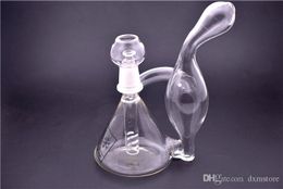 wholesale New Mini Glass Bong Water Percolater Recycler Mini Oil Rig 6 Inches Portable Mini Bong with 14mm Glass Bowl and nail dhl free