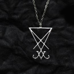 Seal of Lucifer Satanic Sigil of Baphomet Metal Pendant Necklace Gold Gothic Dark Pagan Satan Men Fashion Jewellery Accessories