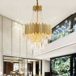 Duplex Building Light Luxury Big Crystal Chandelier Lighting Modern Atmosphere Living Room Chandelier Hotel lobby Staircase Lam