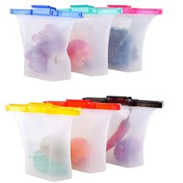1000ml One Step Lock Leakproof Standing Silicone Bag Containers Sandwiches Liquid Snack Fruit Reusable Silicone Food Storage Bag