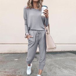 Autumn 2 Peice Set Women Elegant Pants Sets Female Casual Outfits Jogger Two Piece Set Korean Sports Suit Black Cotton Tracksuit